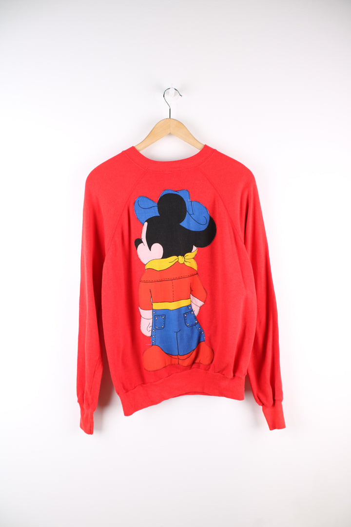 Vintage 1970's Mickey Mouse, handmade customised all red sweatshirt, made in the USA