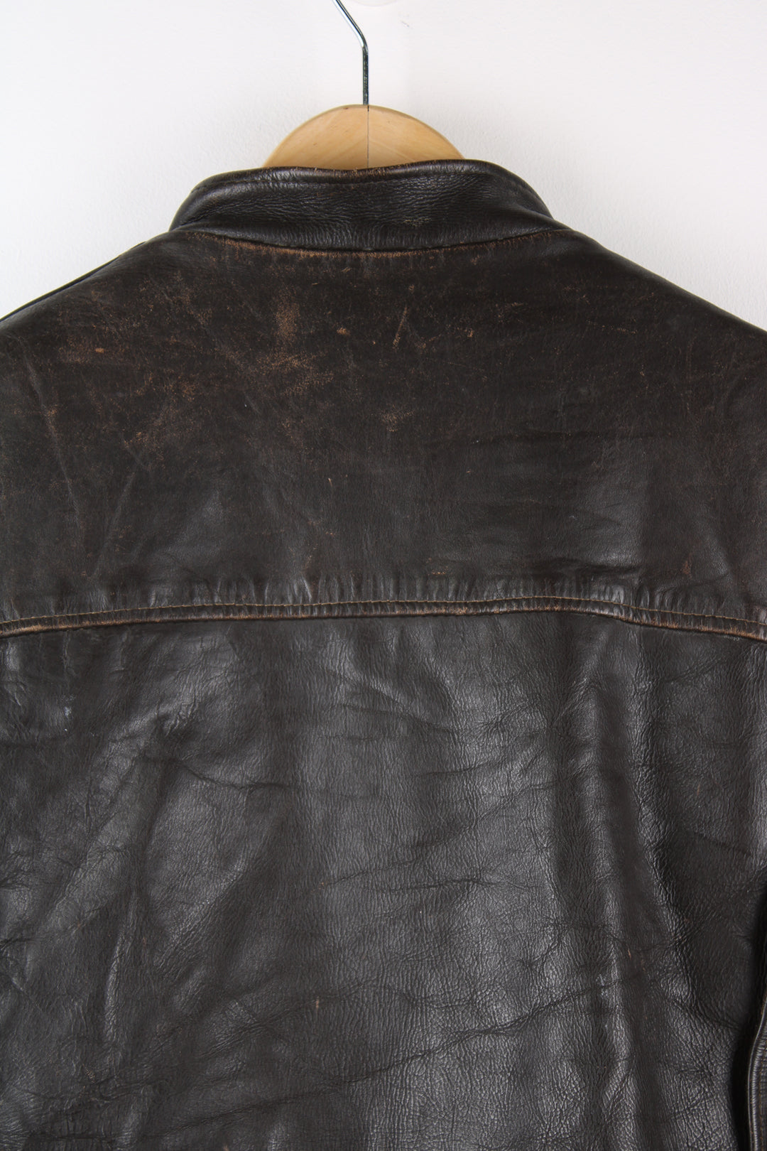 Vintage Schott NYC dark brown leather racer jacket, features removable liner, zip up pockets and adjustable buckles