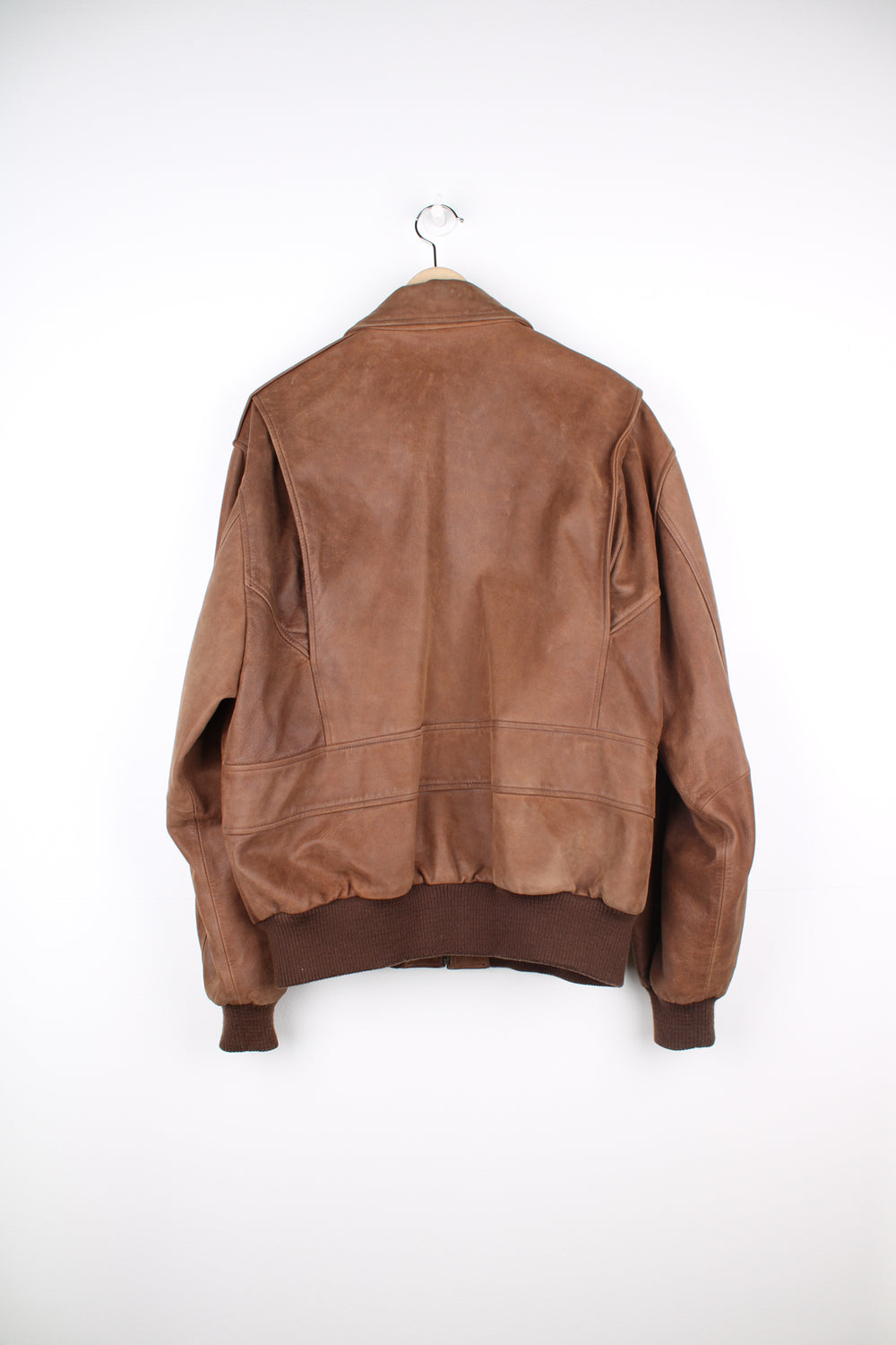 Vintage Rockport brown suede, zip through A2 type flight / bomber jacket with elasticated cuffs and waist band 