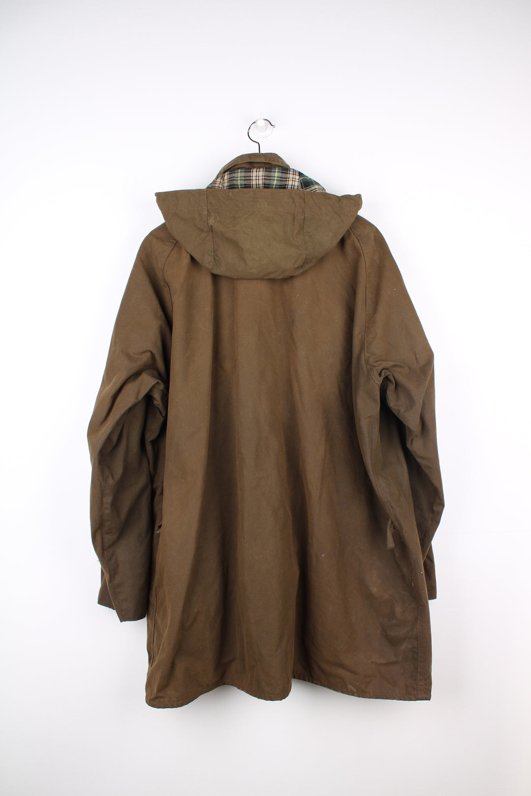 Vintage Made In England Barbour 'Solway Zipper' brown wax jacket, with multiple pockets, corduroy collar and removable hood