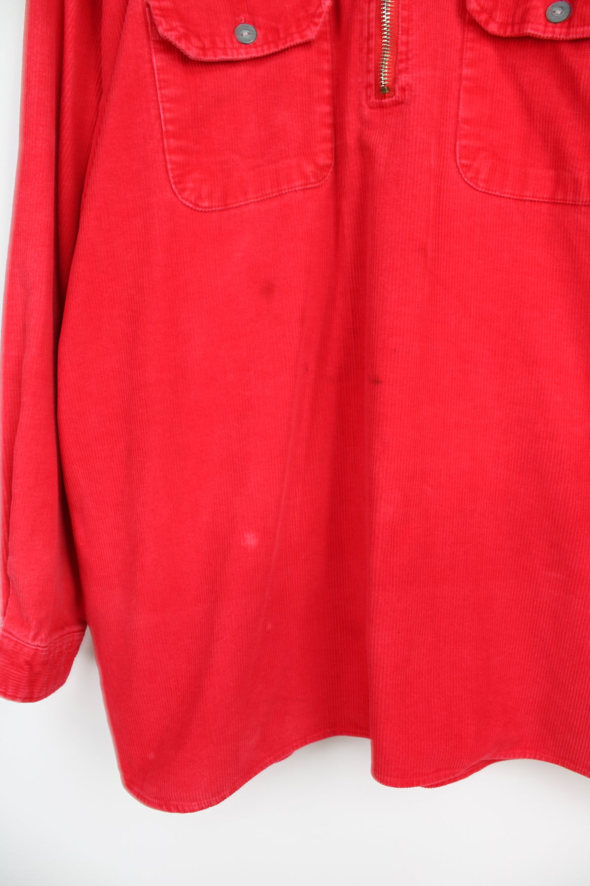 Vintage Marlboro red corduroy 1/4 zip shirt with chest pockets