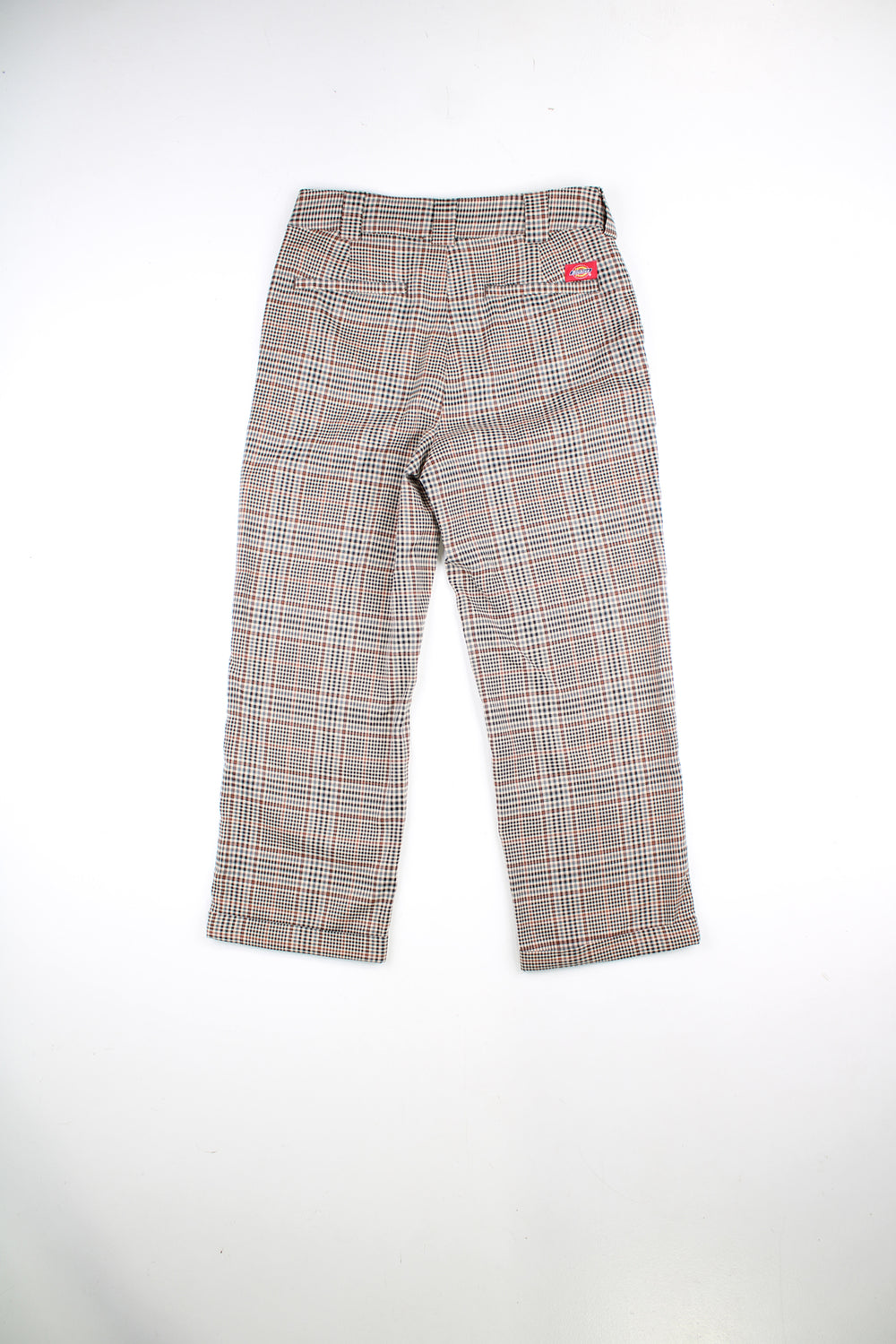 Dickies women's high waisted check trousers, cropped leg with pockets and belt loops 