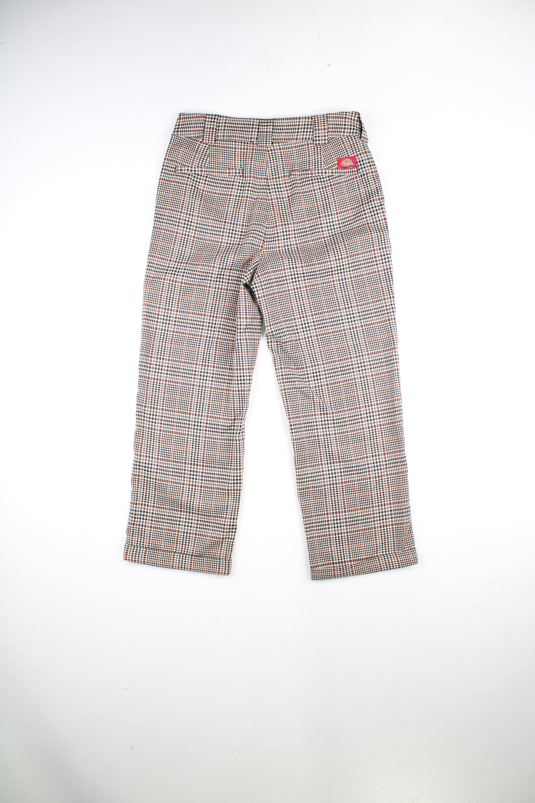 Dickies women's high waisted check trousers, cropped leg with pockets and belt loops 