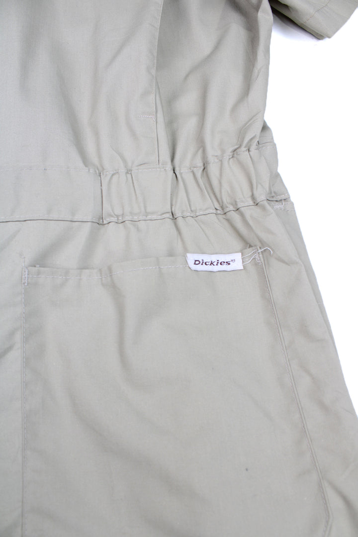 Dickies full length cotton jumpsuit in tan almost grey with embroidered logo on the chest pocket