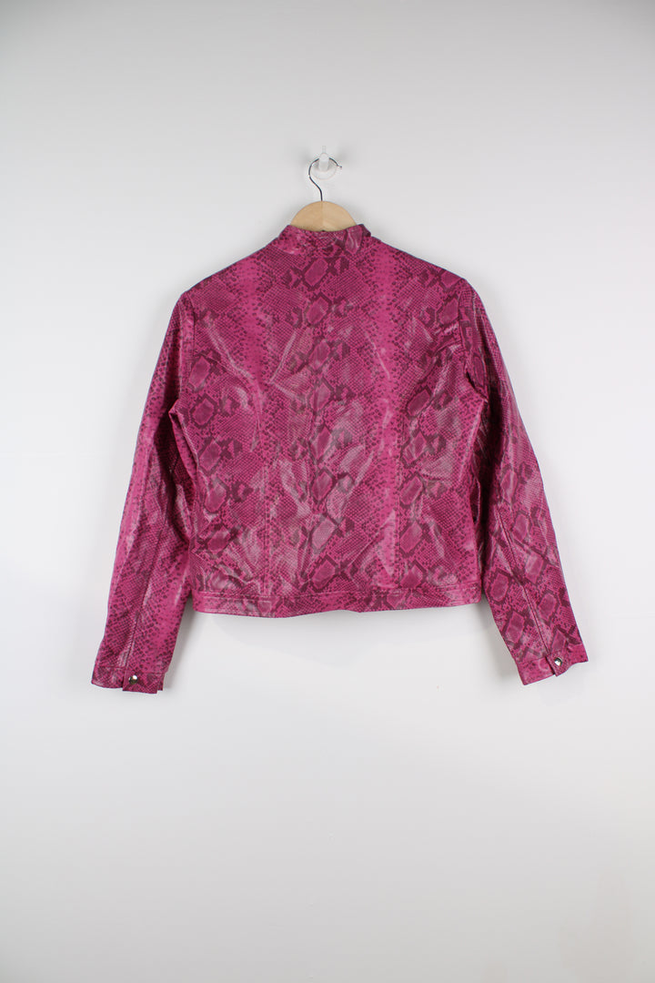 Y2K pink snake print pleather jacket from New Look.  good condition  Size in label:  Women's 12 - Measures more like a womens S