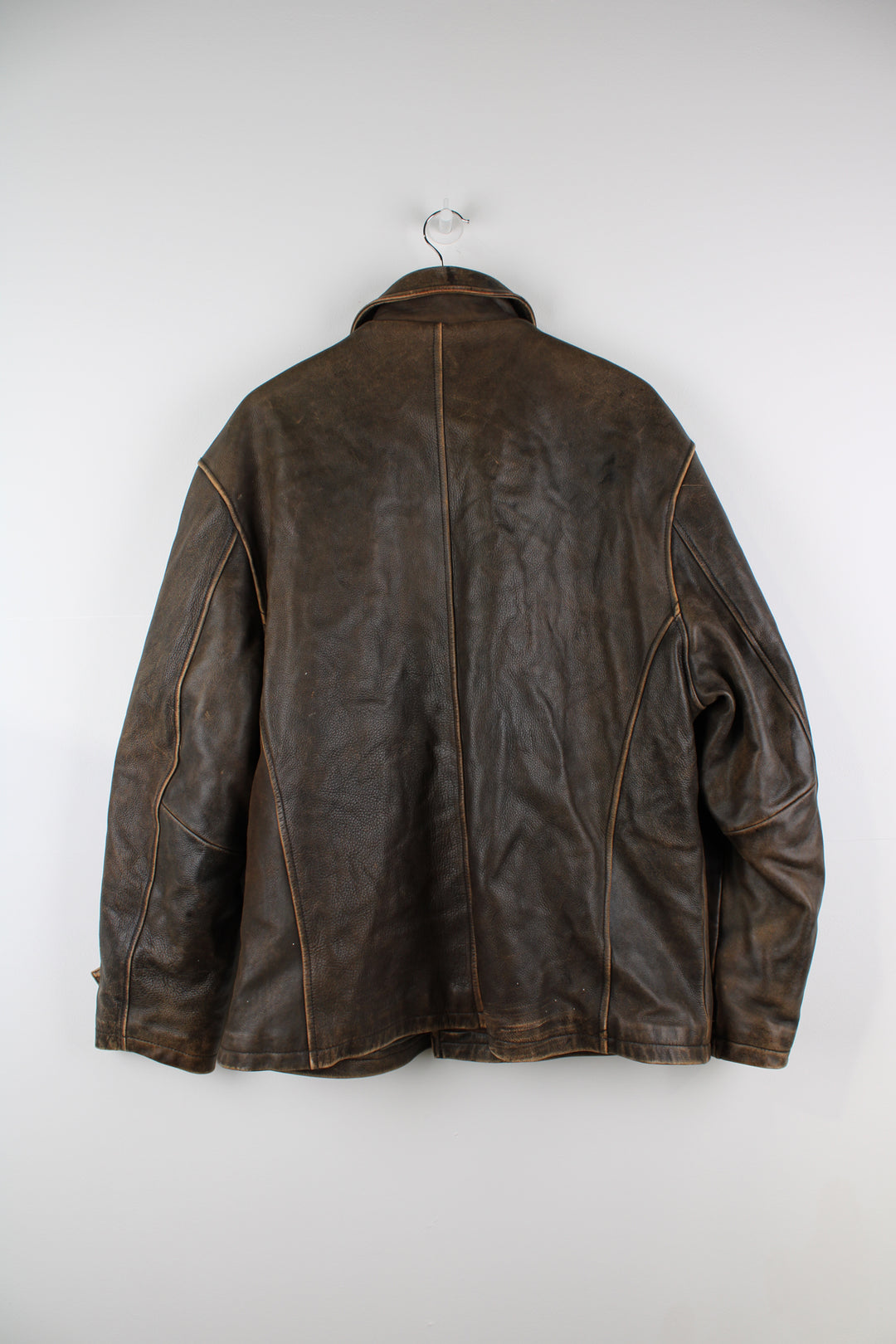 Vintage Schott NYC brown worn leather bomber jacket, closes with a zip and popper buttons.   good condition  Size in Label:   Mens L 