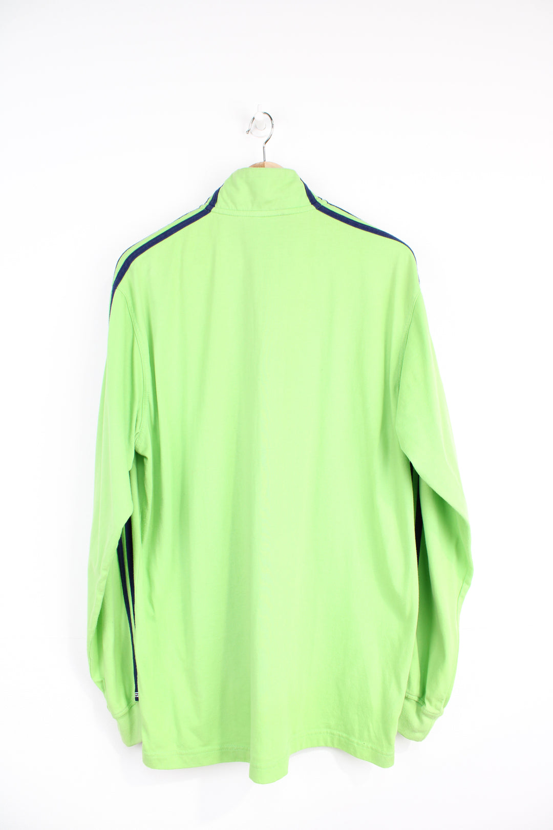 90's neon green Adidas 1/4 zip cotton sweatshirt with embroidered logo on the front