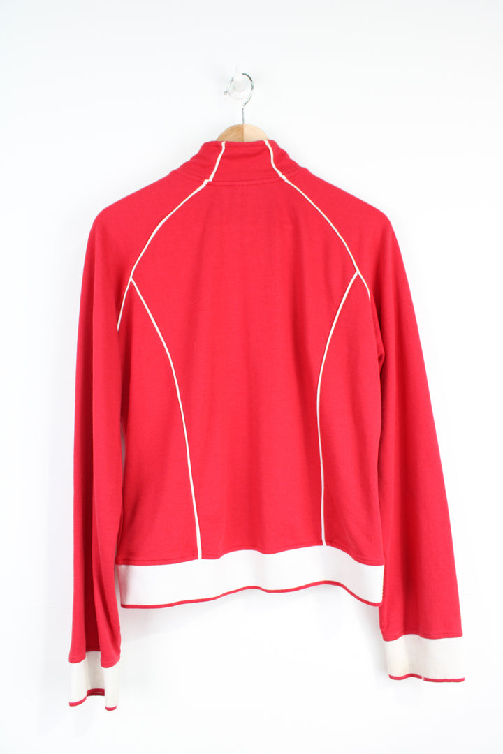 00's red Reebok zip through cotton track jacket with embroidered logo on the chest