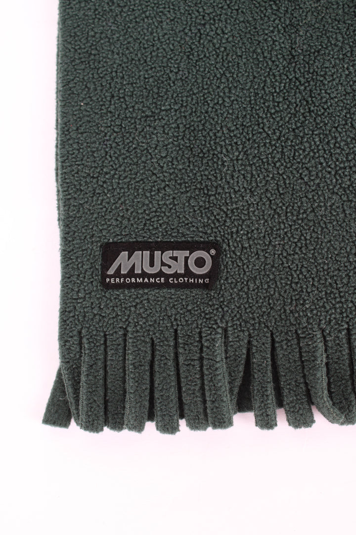 Musto forest green fleece scarf with embroidered logo on the hem 