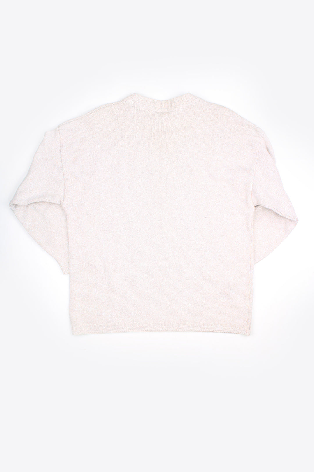 Vintage The Sweater Shop cream/biscuit coloured knitted jumper, features embroidered spell-out logo across the chest 