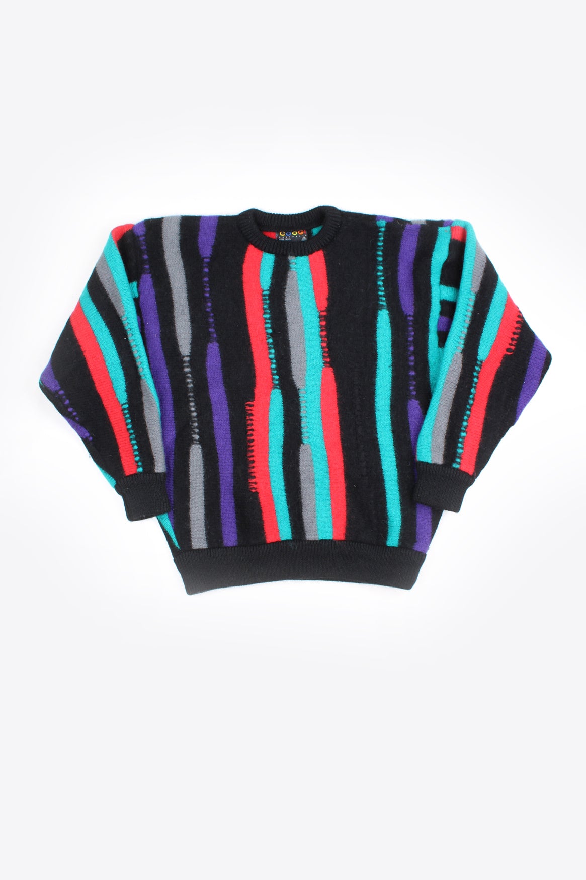 Vintage Coogi pure wool crewneck jumper, in black. Made in Australia