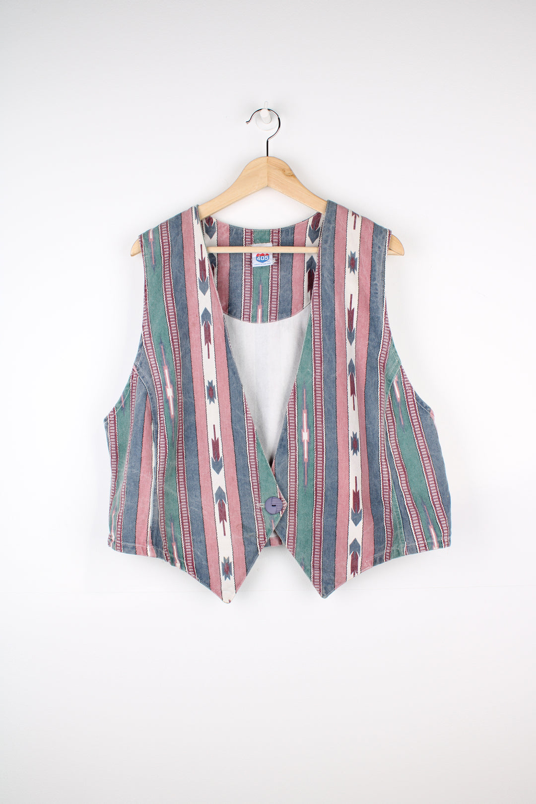 Vintage western style pattern 80's/90's denim vest, made in the US