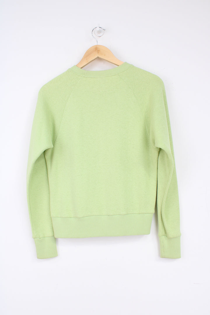 Neon green cotton fitted jumper / sweatshirt with embroidered logo on the chest