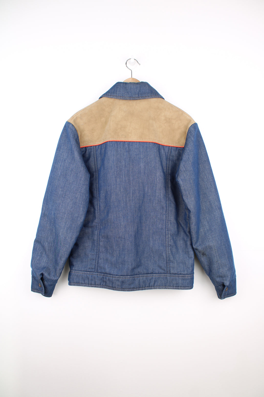 Vintage 1970's Levi's denim ski jacket with suede yoke, dagger collar and zip up pockets 