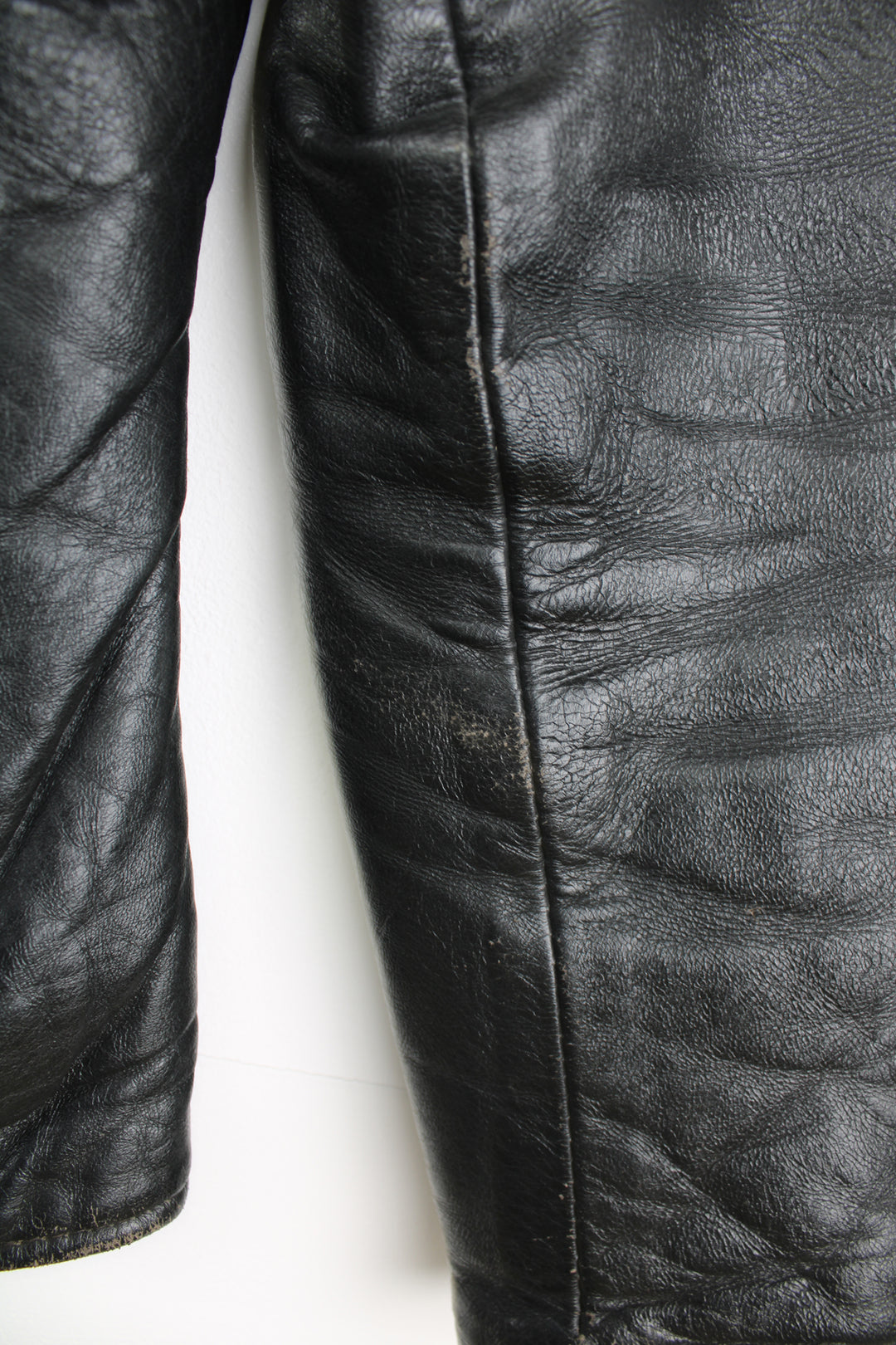 Vintage 1970's rare, black leather zip through cafe racer style biker jacket by Speedman Leathers  