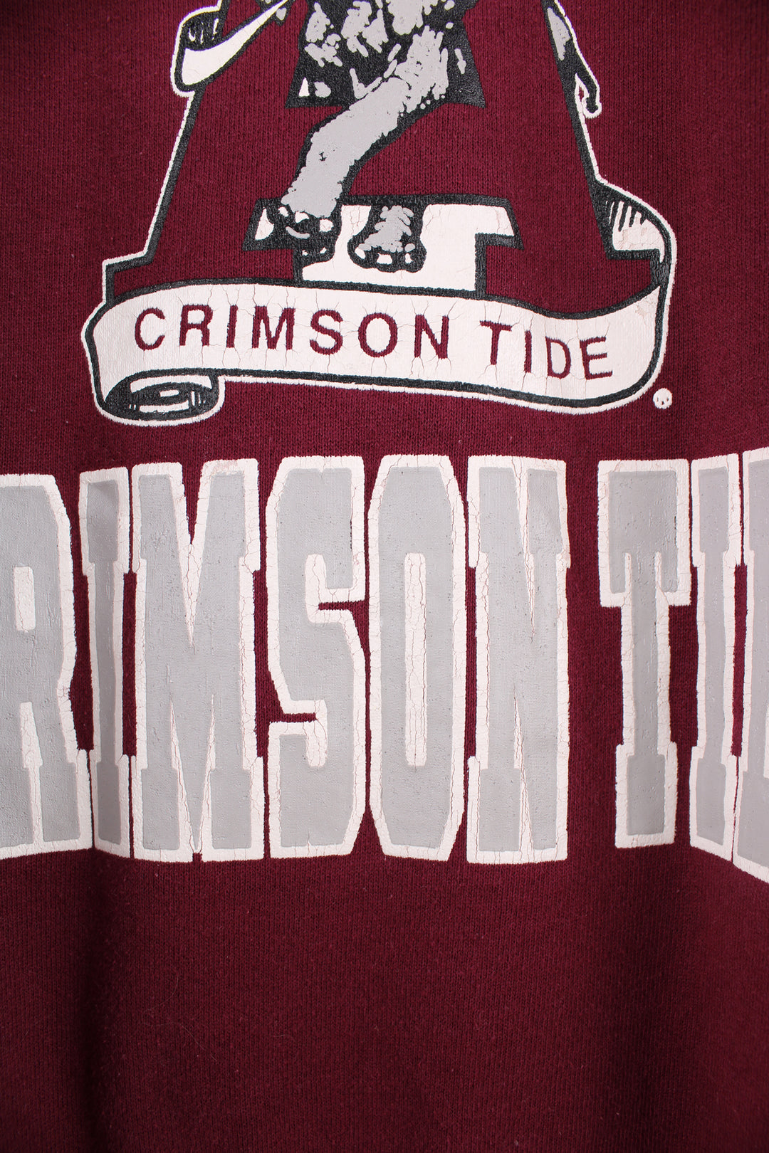 Alabama University Sports Sweatshirt in a maroon colourway, turtle neck, and has spell out logo printed on the front.