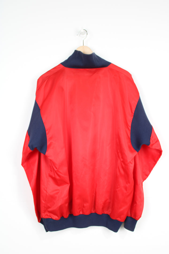 Vintage 1980's made in England Adidas Originals trefoil red pull over training top with embroidered logo on the chest