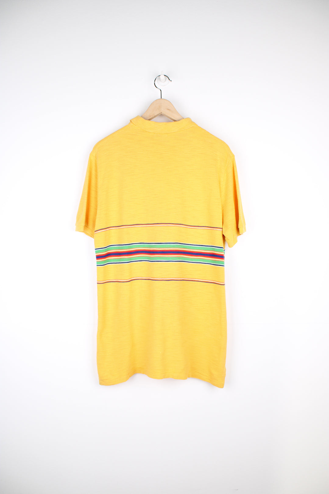 Ralph Lauren yellow with green stripes polo shirt with embroidered logo on the chest