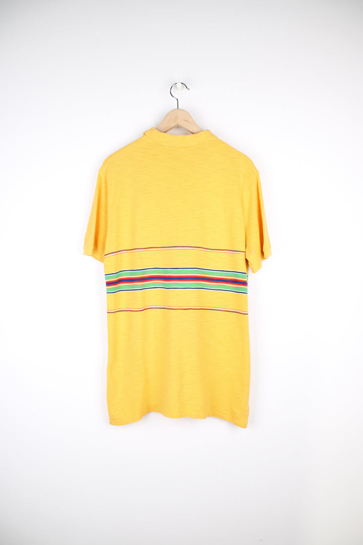 Ralph Lauren yellow with green stripes polo shirt with embroidered logo on the chest