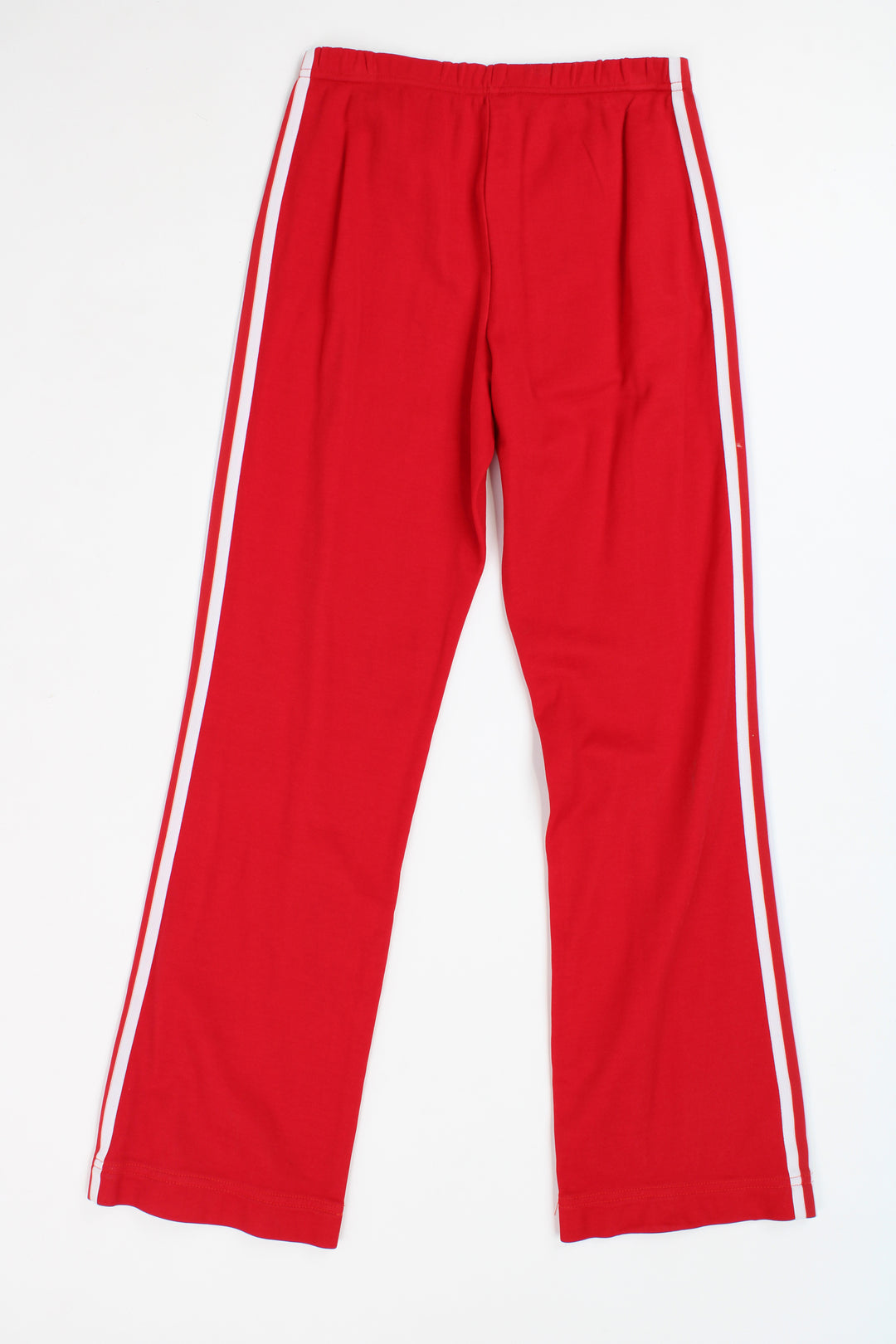 Vintage 80's Adidas german red tracksuit bottoms with elasticated waistband, signature three stripes 