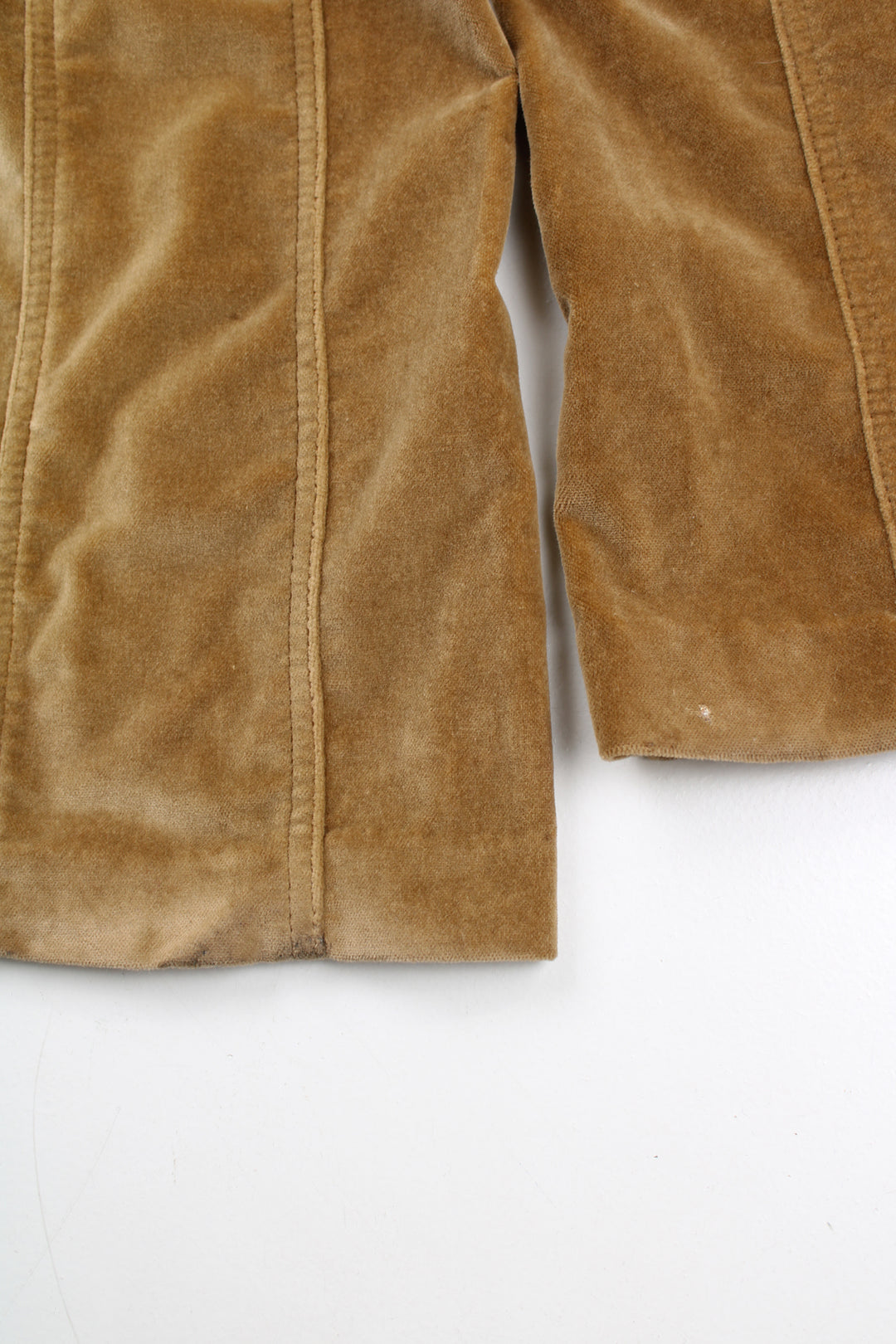 Y2K Guess velvet golden/tan slightly flared low rise trousers with fluffy belt loops and pockets 