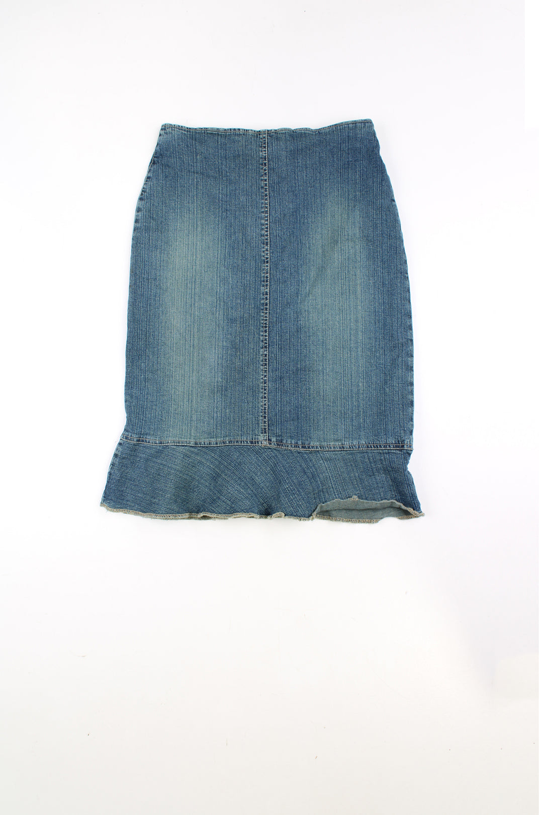 Y2K Jane Norman denim midi skirt with ruffled hem 