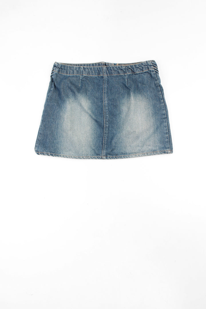 Vintage Y2K Morgan denim mini skirt with piping details on the hips