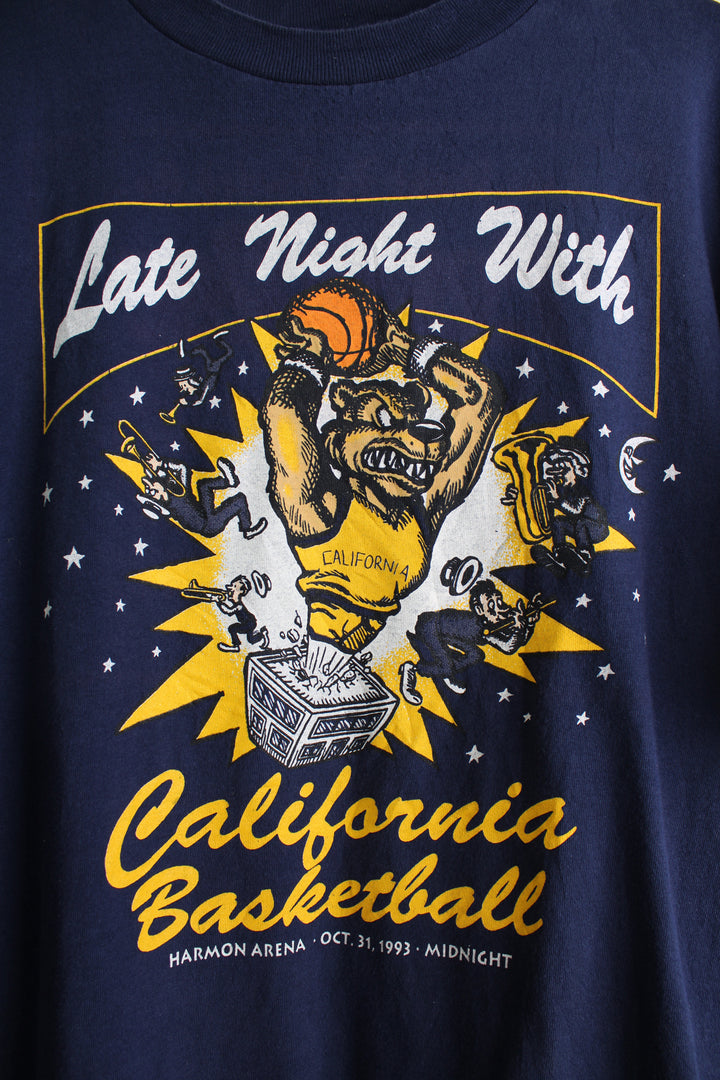 Vintage California University Basketball Team 'Golden Bears' single stitch t-shirt with printed sponsor 'Power Bar' on the back