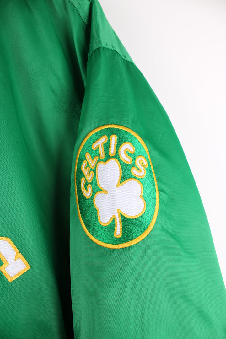 Vintage 80's Boston Celtics satin varsity jacket by Hardwood Classics.