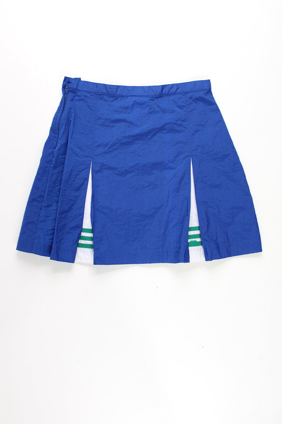 Vintage 90's royal blue nylon Adidas sporting skirt with embroidered logo and zip fastening. Features embroidered logo on the hem 