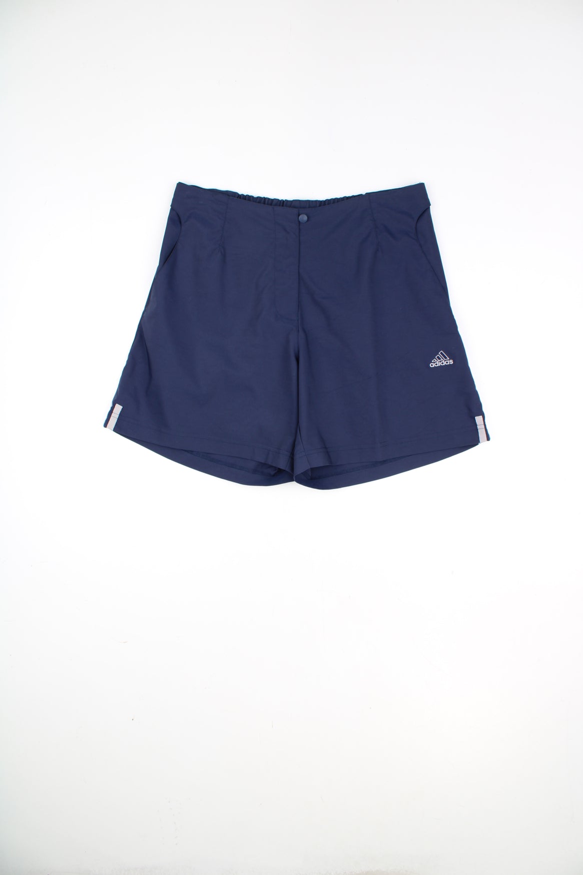 Adidas Shorts in a blue colourway, adjustable waist, pockets, and has the logo embroidered on the front.