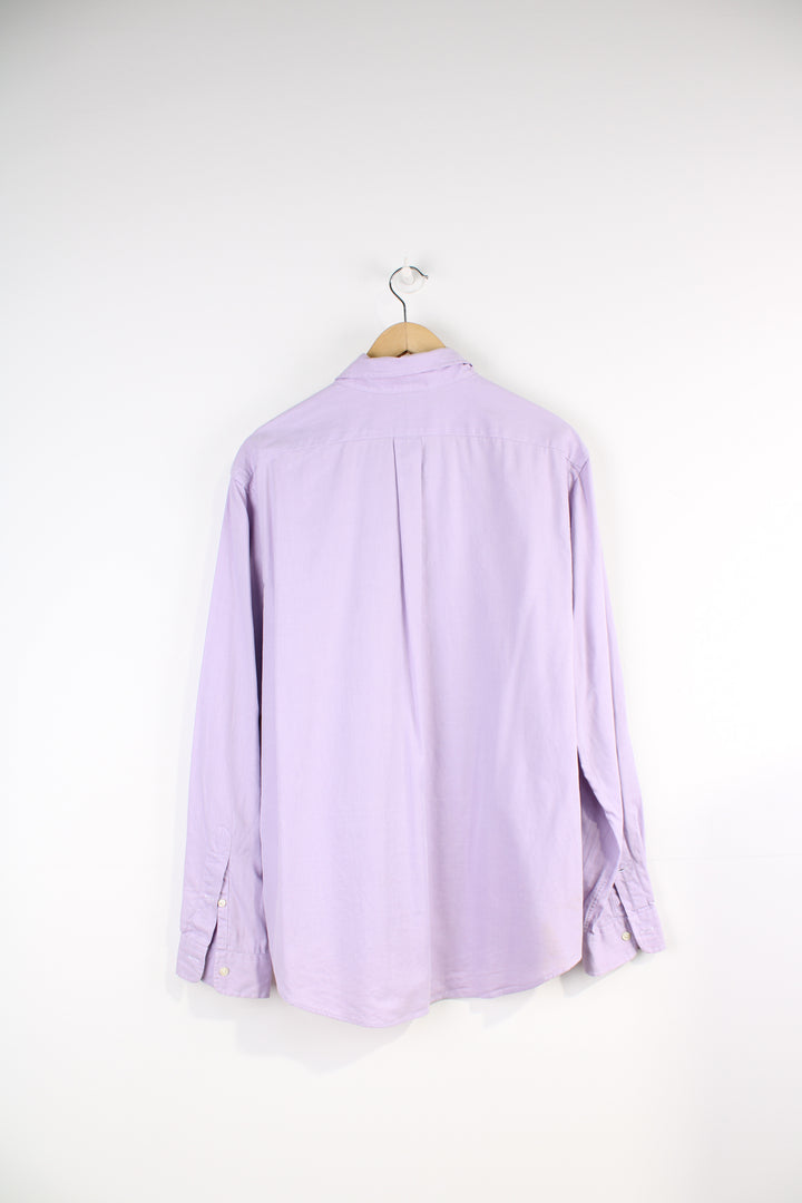 Ralph Lauren lilac button up, slim-fit shirt with signature embroidered logo on the chest