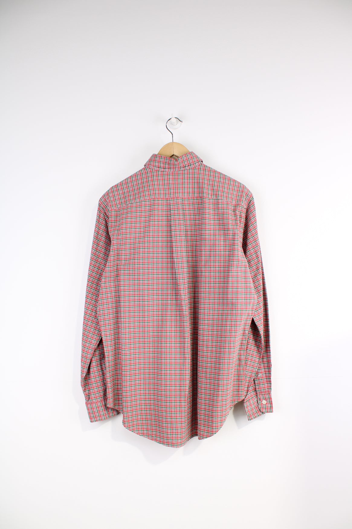 Vintage Ralph Lauren Shirt in a red, white and green plaid colourway, button up shirt with the logo embroidered on the chest. 