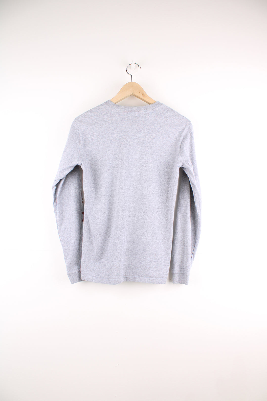 Carhartt light grey long sleeve t-shirt with spell-out logo down the sleeve 