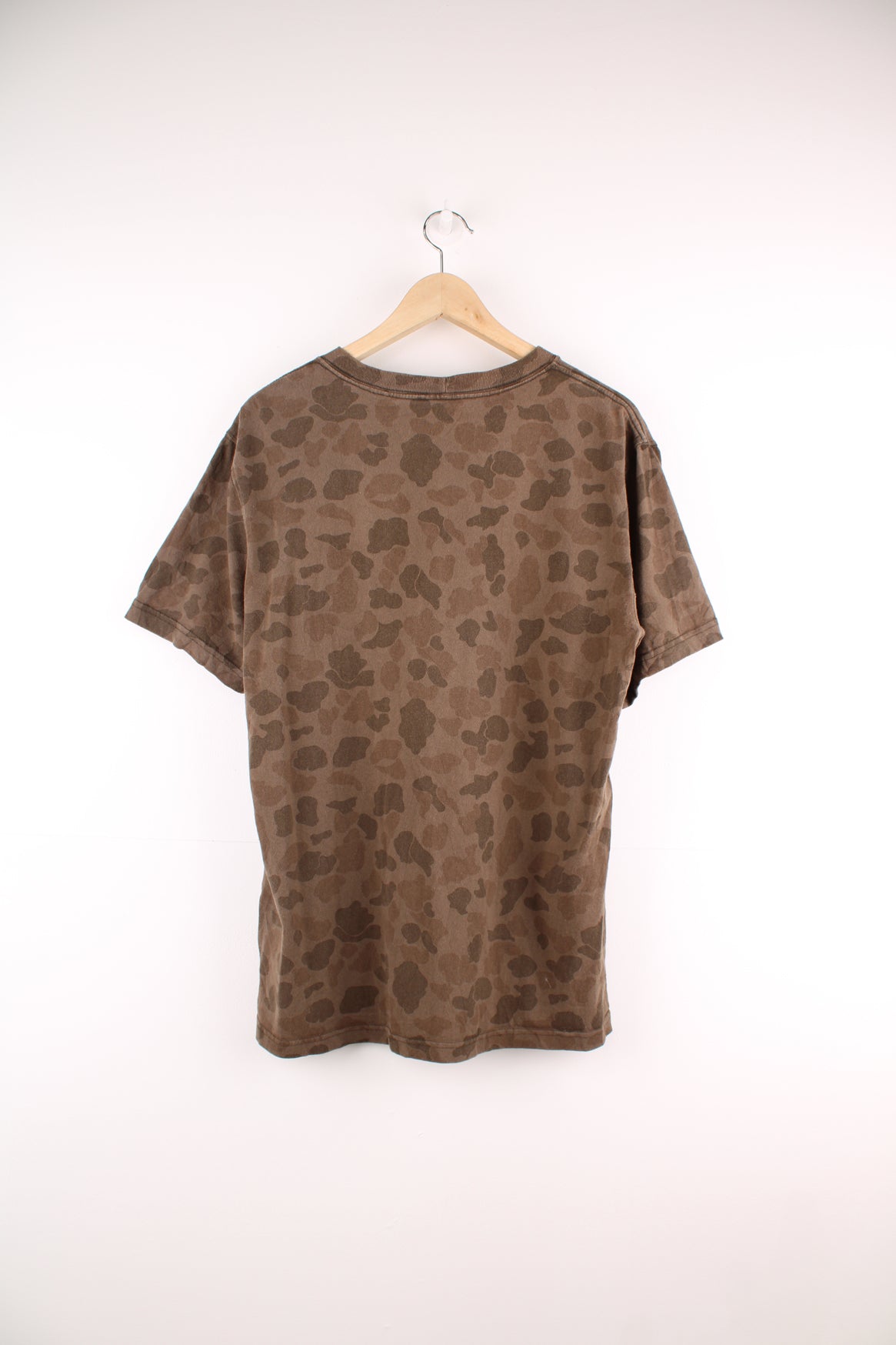 Carhartt brown camouflage relaxed fit t-shirt with spell-out logo across the front 