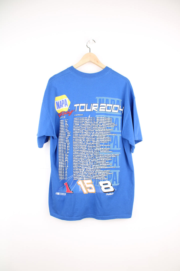 Vintage 2004 bright blue Nappa Racing printed spell-out graphic tee