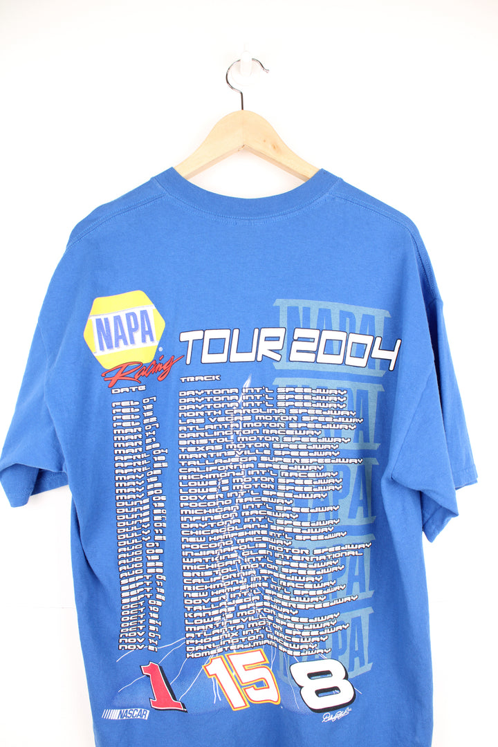 Vintage 2004 bright blue Nappa Racing printed spell-out graphic tee