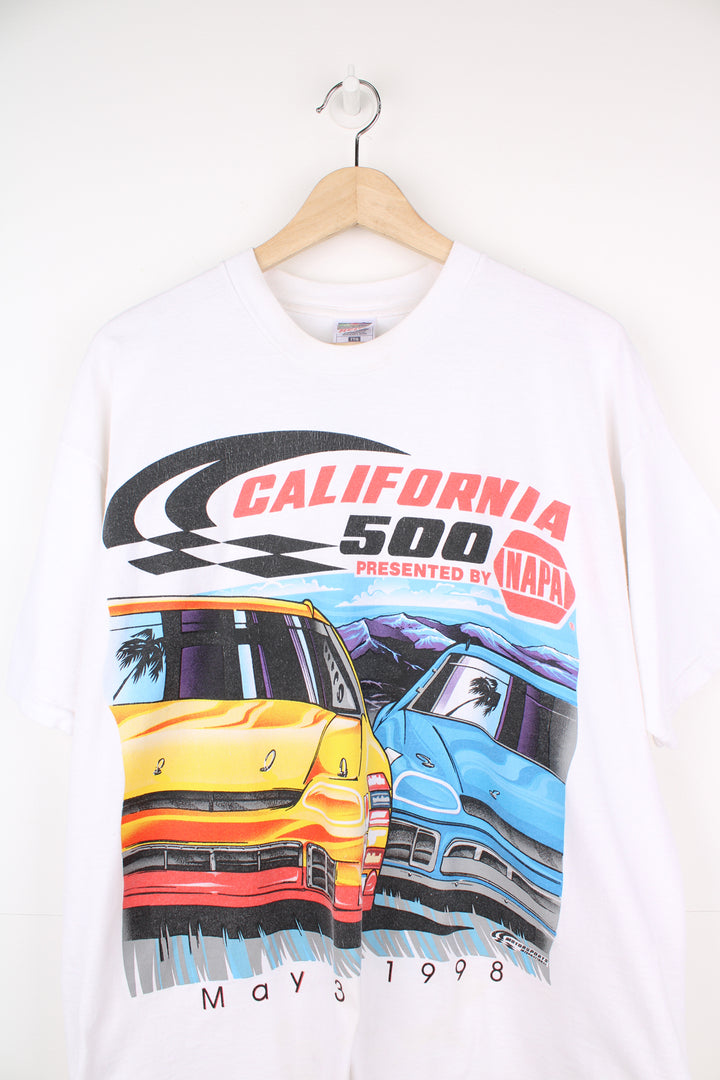 NASCAR California 500 x Napa 50th Anniversary t-shirt by Fruit of Loom features printed graphic on the front and back 