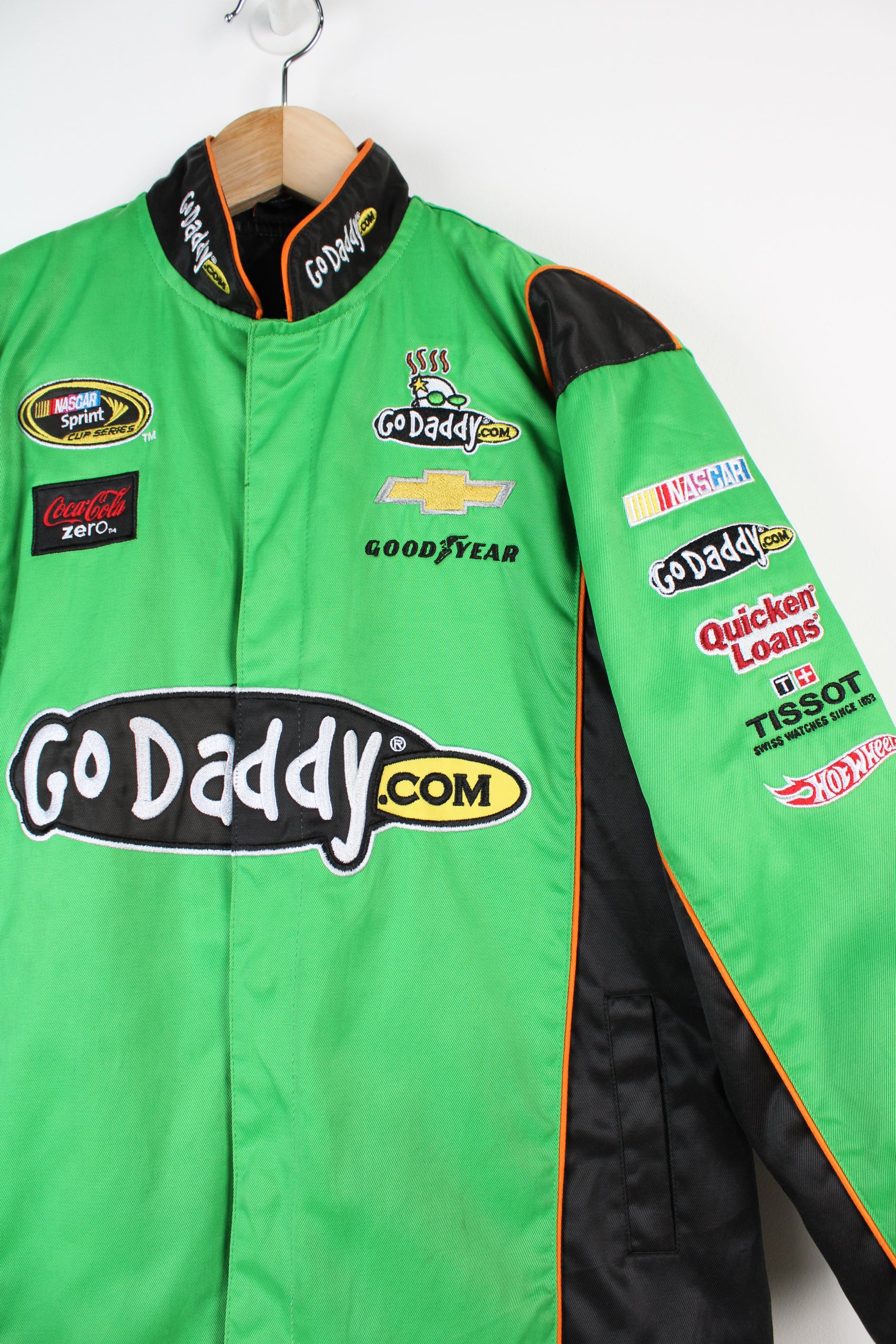 Very rare find, deals Nascar Go Daddy race jacket XL