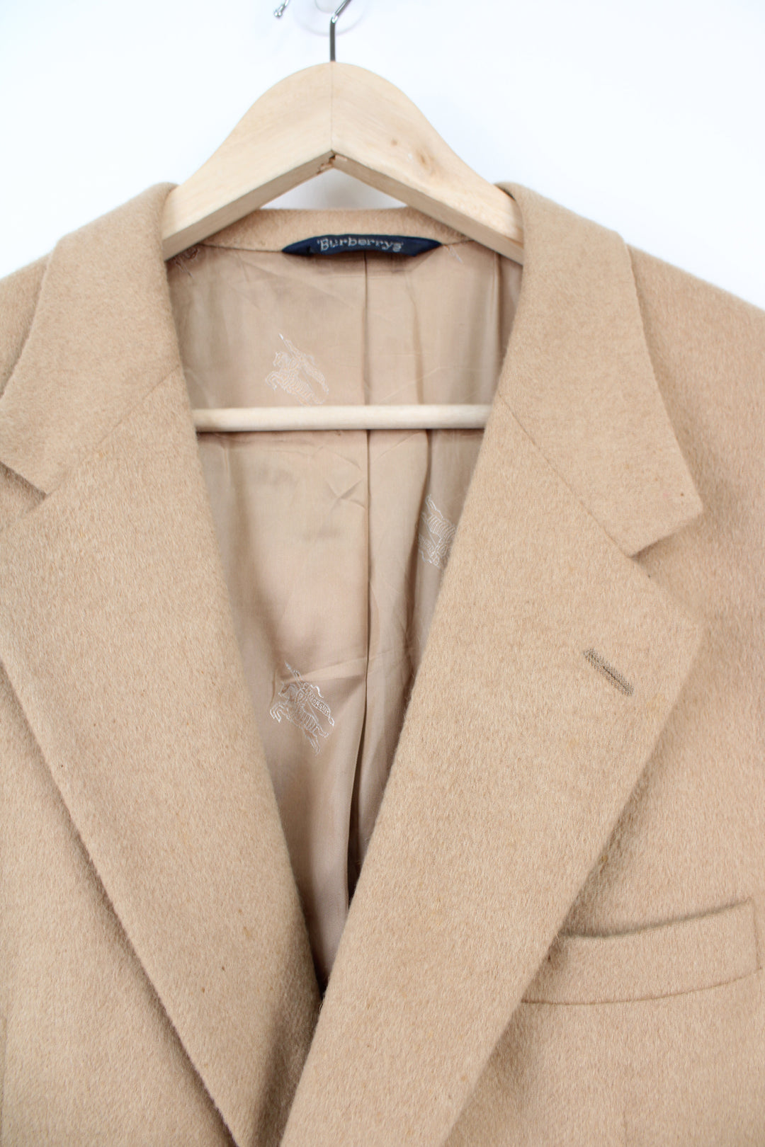 Vintage Burberry 100% pure camel hair blazer with Burberry themed satin lining