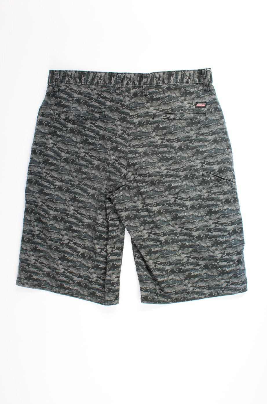 Black and grey all over leaf print Dickies cotton shorts with logo on back pocket