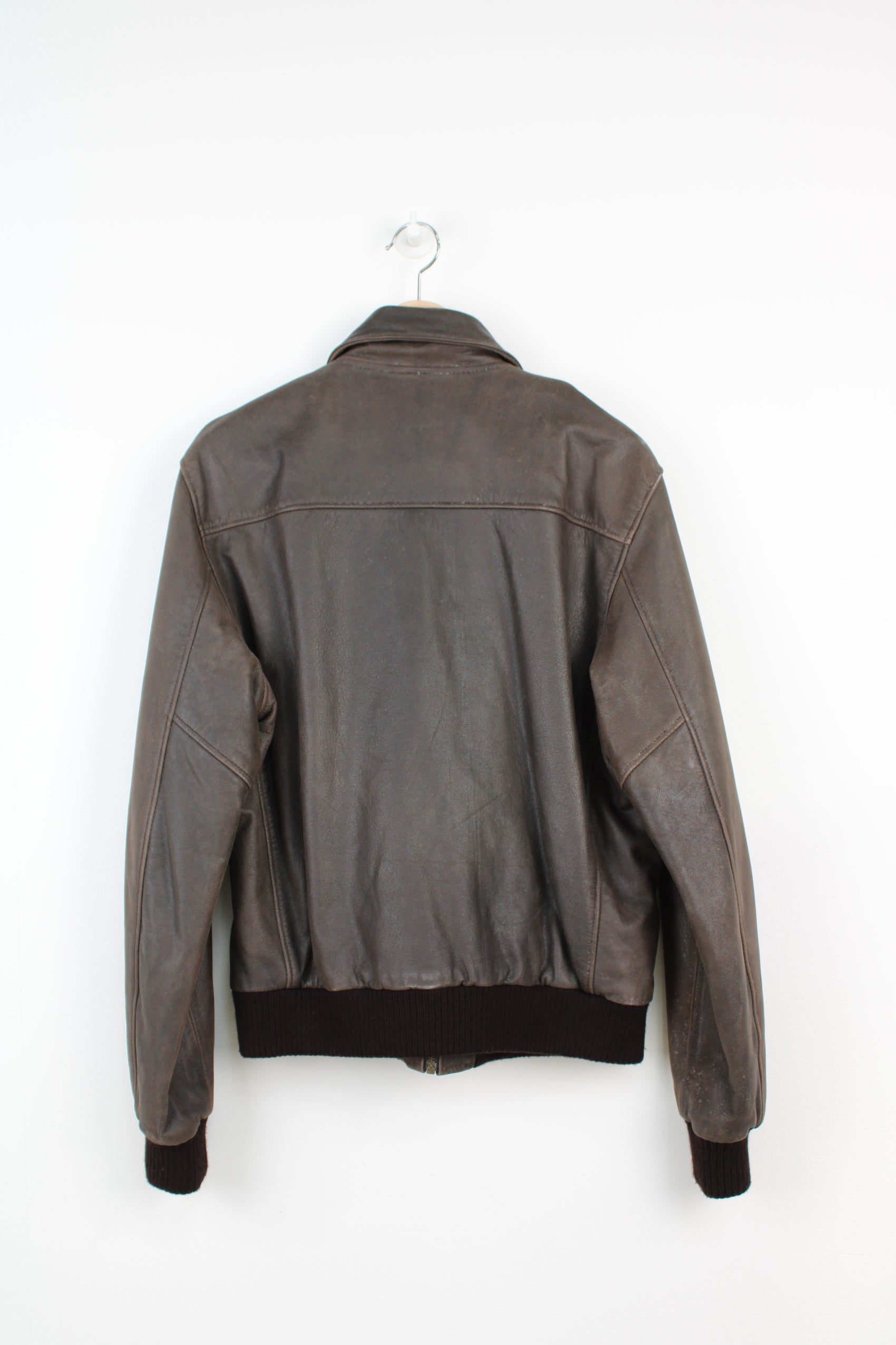 Schott NYC 100% goats skin leather, zip through bomber jacket with embossed logo on the chest