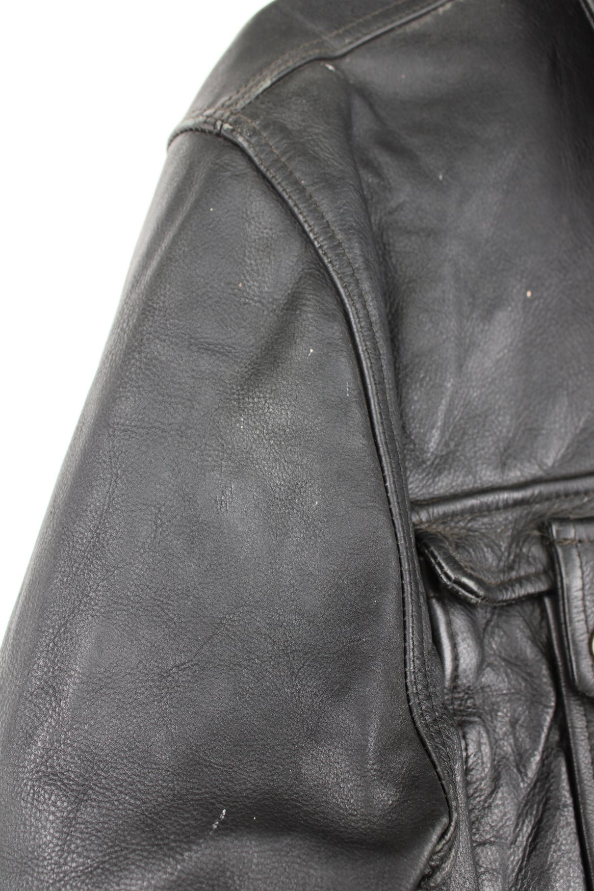 Y2K DKNY black utility style zip through leather jacket with multiple pockets