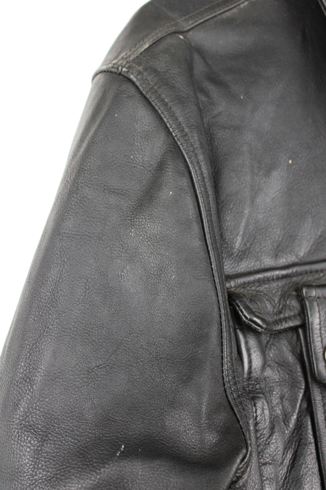 Y2K DKNY black utility style zip through leather jacket with multiple pockets