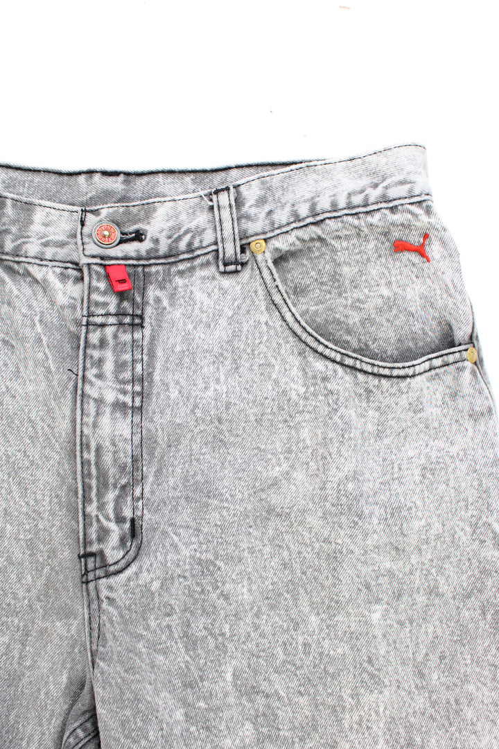 Puma Jeans in a grey denim colourway, multiple pockets, and has logo embroidered on the front.