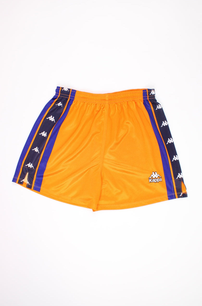 Vintage 1997-98 Kappa Barcelona 90's football shorts with branded ribbon on the side of the leg