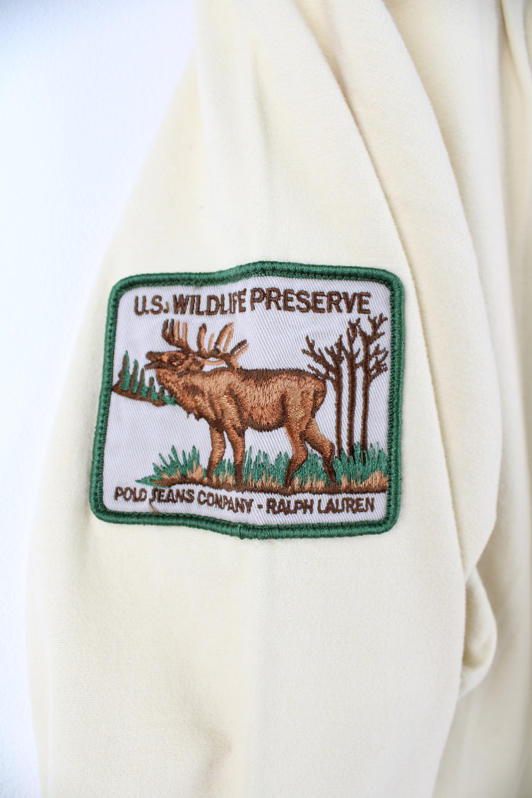 Ralph Lauren Polo Jeans Company, U.S. Wildlife Preserve Shirt in a yellow colourway, button up with double chest pockets and has a U.S. Wildlife Preserve badge embroidered on the left sleeve.