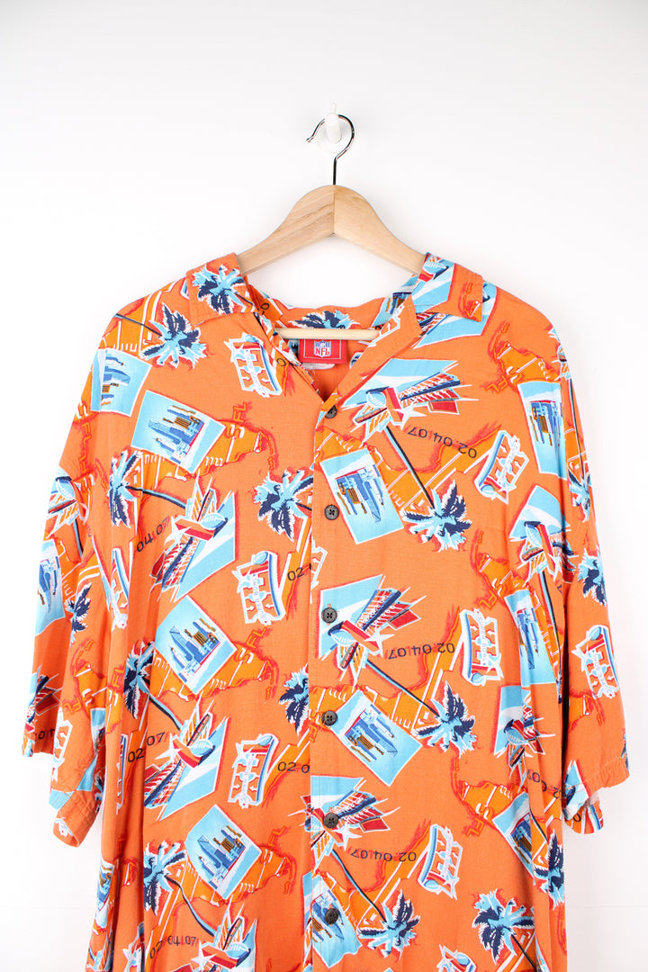 Vintage NFL Super Bowl orange Hawaiian Shirt with all over print