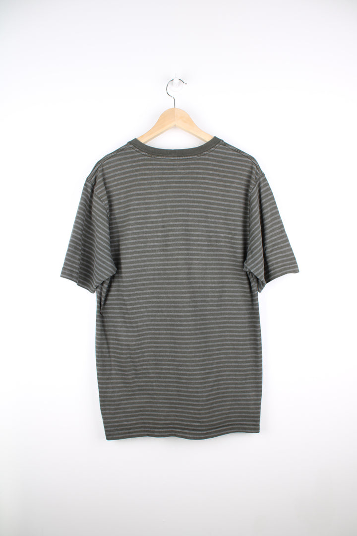 Carhartt green striped cotton , original fit t-shirt. Features branded chest pocket