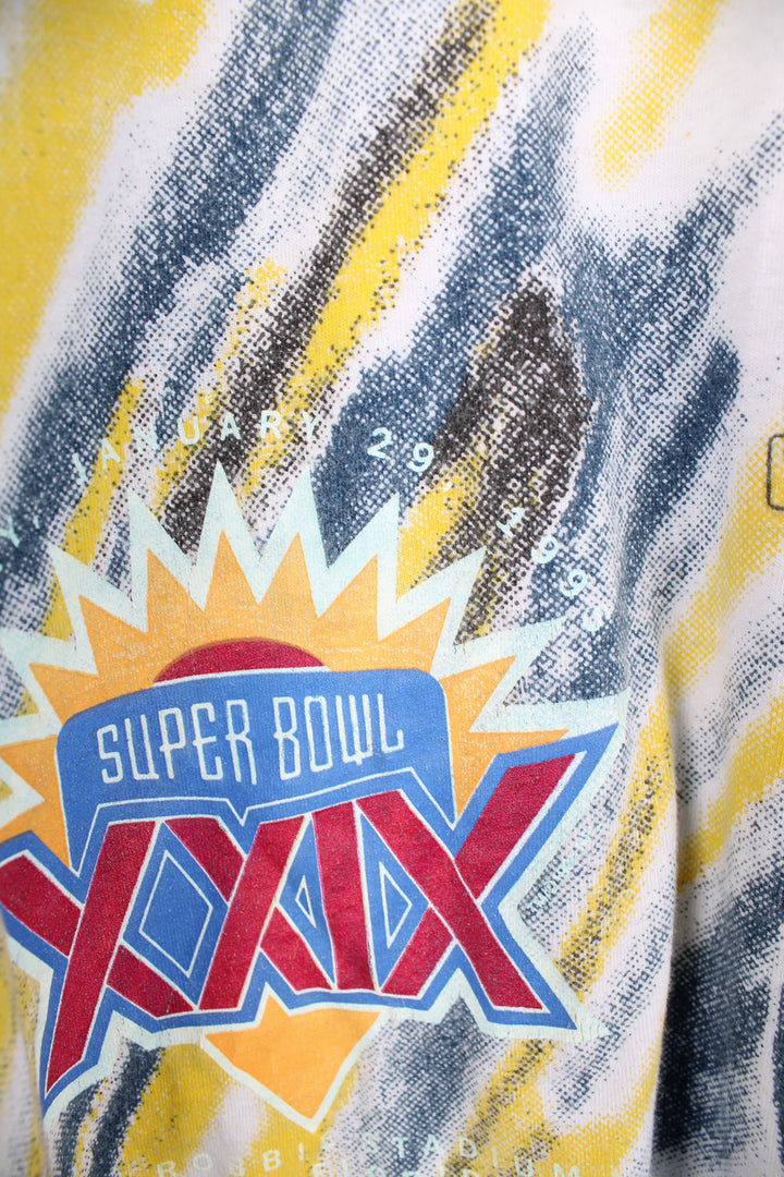 Vintage San Diego Chargers Magic Johnson T's Super Bowl XXIX Shirt. Features all over print good condition Size in Label: Mens XL